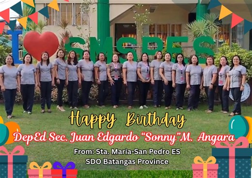 🎉 Happy Birthday, DepEd Secretary Sonny Angara! 🎉 Maligayang bati po mula sa Sta. Maria – San Pedro Elementary School sa aming butihing DepEd Secretary Sonny Angara sa inyong kaarawan! 🎂🎈 Maraming salamat po sa walang sawang paglilingkod at sa tunay ninyong malasakit sa edukasyon ng bawat batang Pilipino. Nawa’y pagpalain pa po kayo ng kalusugan, karunungan, at lakas ng loob upang ipagpatuloy ang inyong mahusay na serbisyo para sa bayan. #DepEdPH #DepEdSMSPES #ParaSaBataParaSaBayan | DepEd T