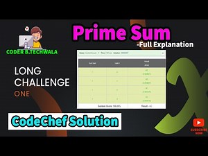Prime Sum : Long Challenge One April 2022 | Codechef Solution | #codechef | Coder B.techwala