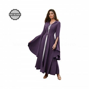 Hooded Pirate Renaissance Dress: Medieval Bell Sleeves Gown - Etsy
