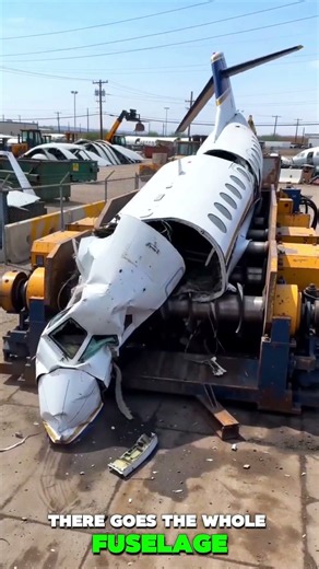 Abandoned Private Jet Fuselage Devoured by a Giant Shredder — Watch What Happens!