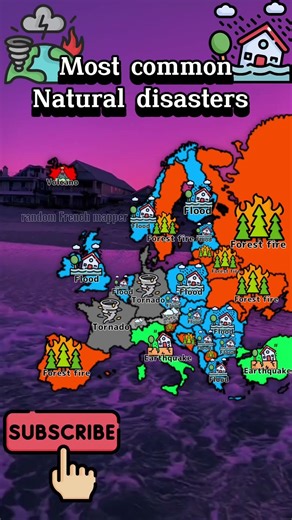 Most common disaster in each European country | #mapping #map #europe #disaster