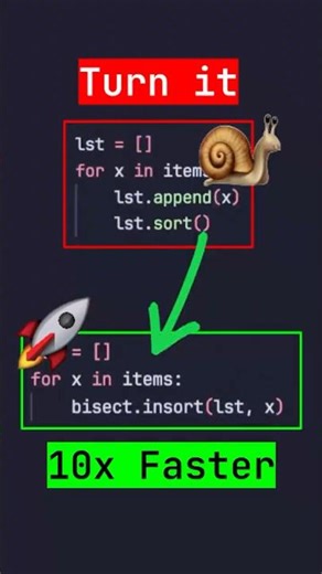 Stop Re-Sorting Lists in Python — Use This Instead ⚡ | #pythonforbeginners #python