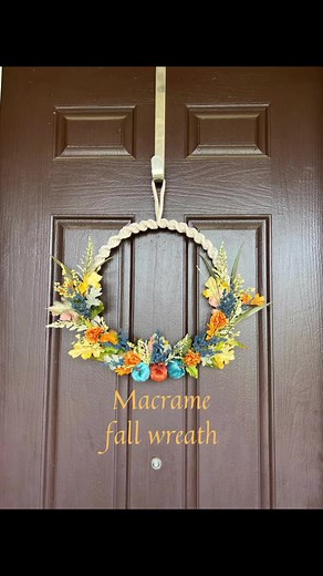 Made a fall macrame wreath for my door and I love it! Now all I need is the fall weather to make its way. #macrame #macrameartist #macramewreath #HandmadeWreath #macramecommunity #diycrafts #macramehanging #falldecor #handmade #macrameart #bohomacrame #bohodecor #angscraftsncreations | AngscraftsnCreations Macrame