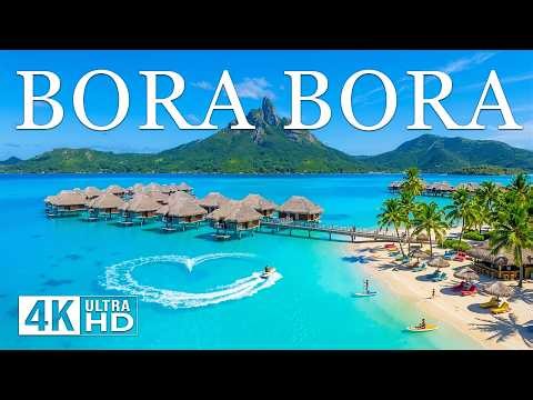 Bora Bora 4K Drone Footage | Crystal Clear Lagoons & Overwater Bungalows | Deep House Music