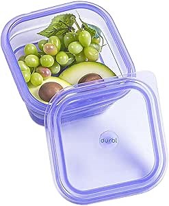 Durbl Reusable Collapsible Silicone Food Storage Containers (Violet), 42floz/1200ml, Kitchen Stacking Lunch Boxes Containers with Silicone Airtight Lids, Microwave, Dishwasher and Freezer Safe…