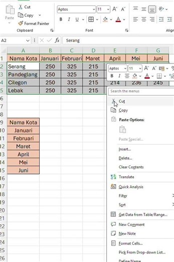 Care mindahin data dari bawah ke samping #tips #excel