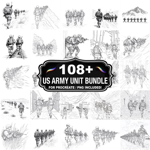 108  US Army Unit Design Stamps, Military Symbol Set, Instant Download - Etsy