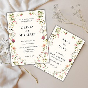 Spring Garden, Floral Boho Wedding Invitation Set, Editable Design Template, Printable RSVP, Details, Menu & Welcome Sign| Instant Download - Etsy
