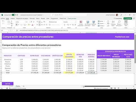 Como usar la plantilla de comparación de precios en Excel