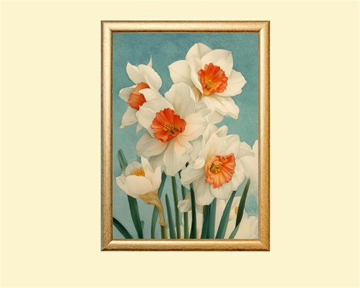 Vintage Daffodil Watercolor Painting: March Birth Flower Art (digital Download) - Etsy