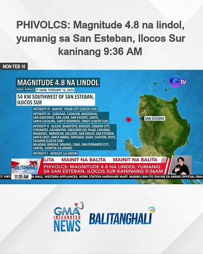 PHIVOLCS - Magnitude 4.8 na lindol, yumanig sa San Esteban, Ilocos Sur... | Balitanghali
