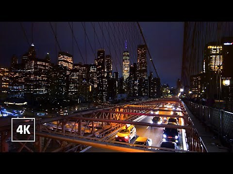 4K NEW YORK Walking Tour 🗽NIGHT Walk BROOKLYN BRIDGE, Manhattan NYC