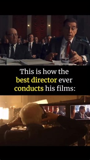 This is how the best director ever conducts his films 🎬🔥 During The Irishman (2019), Martin Scorsese wasn’t just directing, he was orchestrating. In behind-the-scenes footage from Jimmy Hoffa’s deposition scene, Scorsese watches playback like a conductor following a symphony. As Al Pacino performs, Scorsese subtly moves with the rhythm of the dialogue, guiding every emotional beat through instinct and decades of experience. That’s how Scorsese works: not by commanding, but by feeling. Every sh
