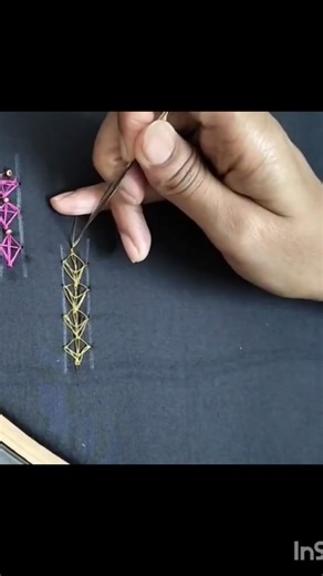 Day 28 - Arrow stitch Type 2 in Zari thread //#aari #beginnersstitch #arrow #basic #class