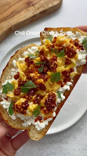 High Protein Breakfast Idea: Chili Onion Crunch Toast