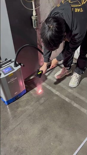 The laser cleaning works incredibly well for removing stains on the cement floor