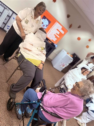 🎃 Toilet Paper Mummy Contest at Bell Tower — our residents had a blast wrapping up the staff! 🧻😂 | Bell Tower Residence