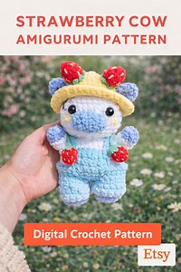 Amigurumi Strawberry Cow Crochet Pattern PDF • Cute Cow Doll • Beginner Friendly Crochet Toy - Etsy