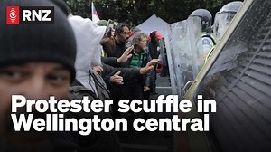 1.3K views · 22 reactions | Police began pushing back against protesters in Wellington central this morning. A RNZ reporter was outside the Court of Appeal when a scuffle kicked off. | Morning Report | Facebook
