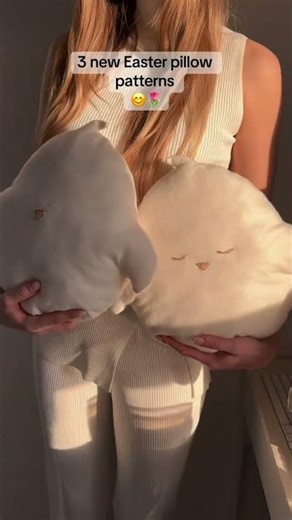 NEW: 3 handmade Easter pillow sewing patterns Bunny, Lamb & Chick 🐰🐑🐥 Etsy: GLZKstudio 🥹🌼 #sewing 