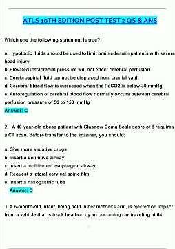 2025 ATLS 10th Edition Post Test 2 Actual Latest 2025 2026 Update Questions and Verified Answers 1