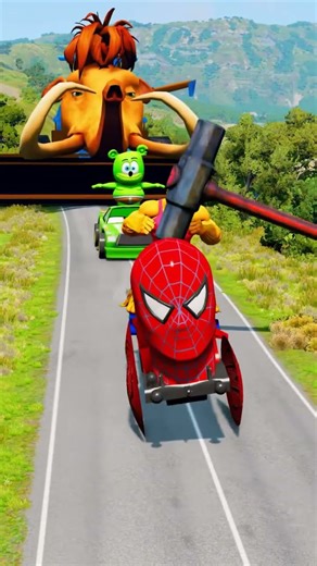 Funny Cars VS Italian Brainrot Car moves towards a giant hammer to smash #carsanimation#brainrot