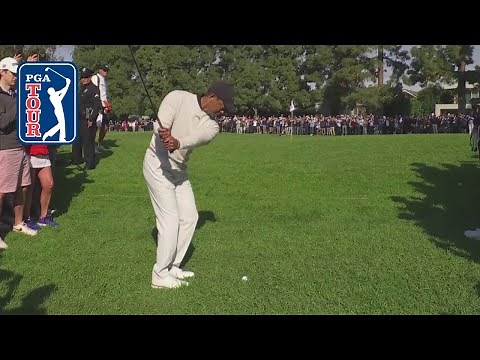 Tiger Woods birdies his first hole of his 2024 season at Genesis