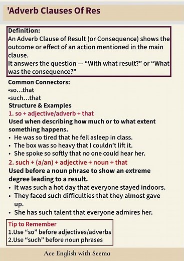 Adverb Clauses Of Results/ Consequences 🌟🔥Uncover the power of adverbs of result and consequence.
