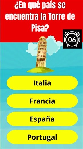 ¿En qué país se encuentra la TORRE DE PISA? #quiz #trivia #culturageneral