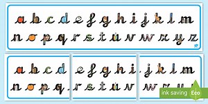 Continuous Cursive Alphabet Letter Shapes Display Banner