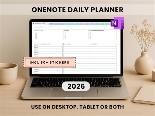 Onenote 2026 Daily Planner Template, Incl Digital Stickers - Etsy