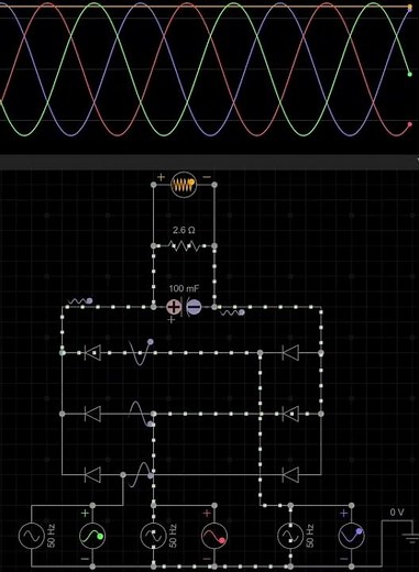 Three-Phase AC to DC Rectifier | 6-Diode Bridge with Smoothing Capacitor | Power Electronics