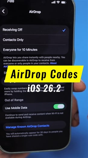 iRobinPro on Instagram: "iOS 26.2 Airdrop Codes 🔥 Additional Security Step #apple #tech #iOS26 #iphone"