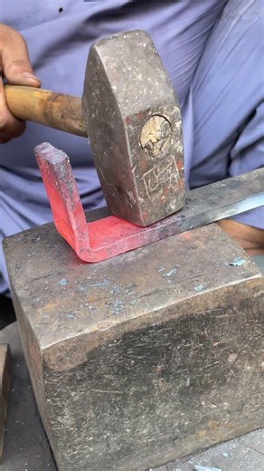 Forging an L Bend on a Steel Strip | Satisfying Blacksmithing Process 🔥 #shorts
