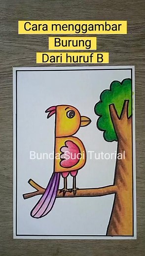 Cara Menggambar Burung dari Huruf B untuk Anak