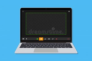 Laptop with Video Call Screen Template Mockup. Videoconference and Online Meeting Concept Stock Vector - Illustration of virtual, video: 284630905