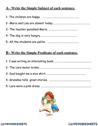Simple Subject and Predicate activity