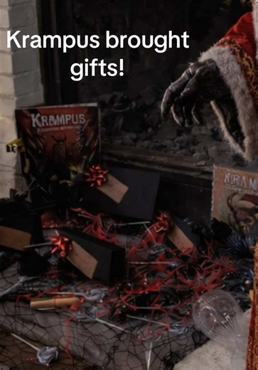 After the kids went to bed we set up all his gifts! I even made an ai pic of him near the fireplace to make it more realistic #krampus #yule #krampustok #darkchristmas #horror