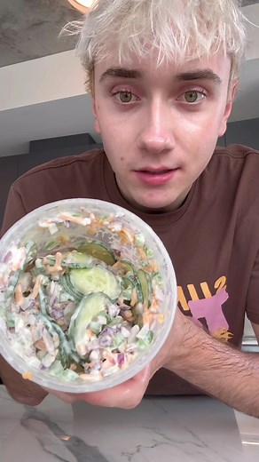 California Roll Cucumber Salad Recipe with Bacon Bits and Cheddar Cheese