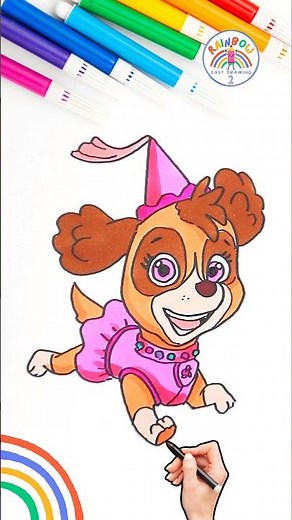 Draw Skye Tutorial | Draw Skye PAW Patrol Easy 🌈🐶 #pawpatrol #forkids #puppy #shorts