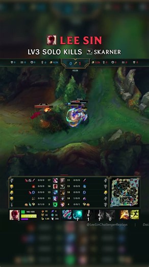 Lee Sin LV3 SOLO KILLS Skarner | KR Master Patch 26.18 #shorts