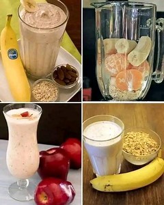 6.2K views · 58 reactions | Smoothie ideas for breakfast  ✅ Banana smoothie  oats and almonds, light milk ✅ Oatmeal, tangerine and banana smoothie almond milk ✅ Oatmeal smoothie with apple  coconut milk ✅ Smoothie with oats and banana  almond milk Just Blend all the raw fruits and Enjoy | The Taste Makers | Facebook
