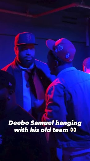 Former 49ers Deebo Samuel was spotted hanging out with Trent Williams, John Lynch, Kyle Shanahan and Jed York at George Kittle’s Super Bowl party 👀 🎥 @michaeljduarte | Thesfniners