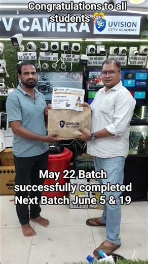 Congratulations to all students for completing CCTV installation training in Chennai