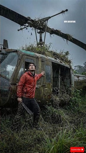 solo survival in the rainforest and find a rusty abandoned US military helicopter #shorts