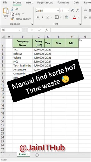 Find MAX & MIN in Excel in Seconds ⚡ | Easy Excel Formula Tutorial for Beginners