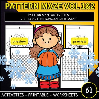 Pattern Maze Activities Vol 1-2  Fun Draw and Cut Mazes back to school games
