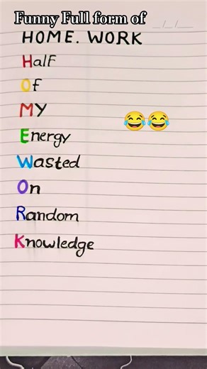 funny Full form of Homework #homework #english #shorts