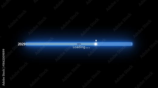 New year 2030 loading bar animation Year changing from 2029 to 2030. Loading bar from 2029 to 2030 new year transfer animation. Almost reaching New Year 4k animation on black background.