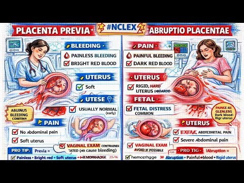 Placenta Previa vs Abruptio Placentae | Key Differences | NCLEX Must-Know Comparison.